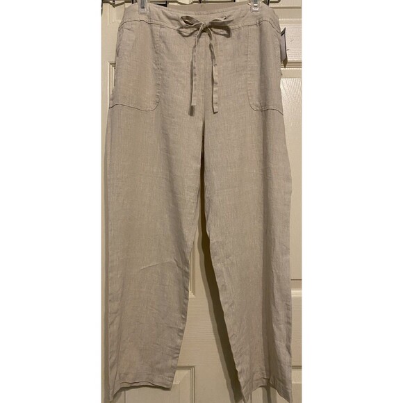 New Charter Club Classic Fit Linen Pull On Drawstring Capri Pants Women’s 12 - Picture 1 of 16